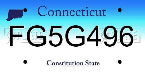 FG5G496 Connecticut License Plate