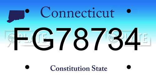 FG78734 Connecticut License Plate