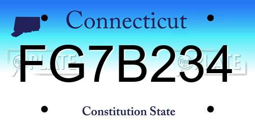 FG7B234 Connecticut License Plate