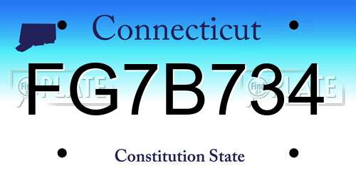 FG7B734 Connecticut License Plate