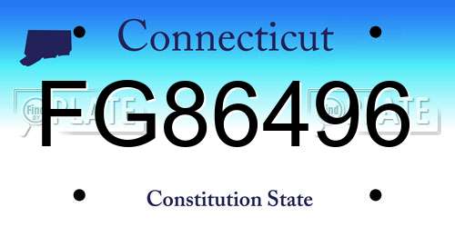 FG86496 Connecticut License Plate