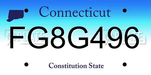 FG8G496 Connecticut License Plate