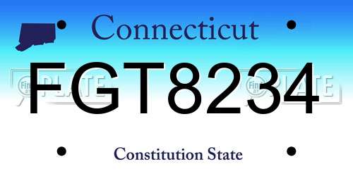 FGT8234 Connecticut License Plate