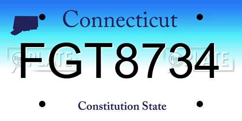 FGT8734 Connecticut License Plate