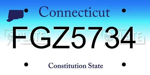 FGZ5734 Connecticut License Plate
