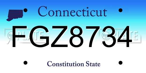 FGZ8734 Connecticut License Plate