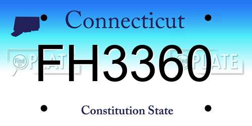 FH3360 Connecticut License Plate