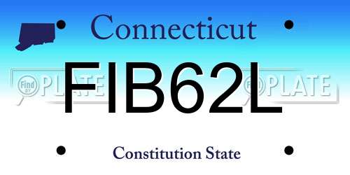 FIB62L Connecticut License Plate