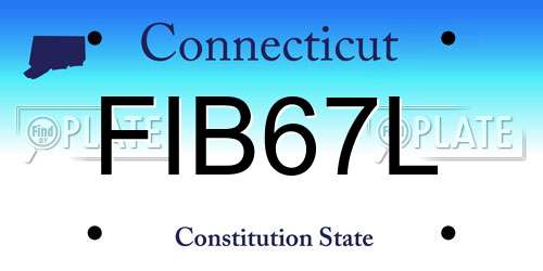 FIB67L Connecticut License Plate