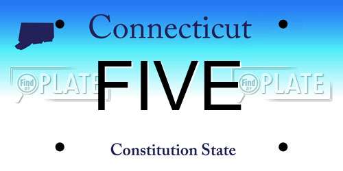 FIVE Connecticut License Plate