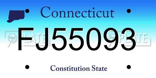 FJ55093 Connecticut License Plate