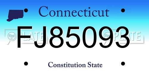FJ85093 Connecticut License Plate
