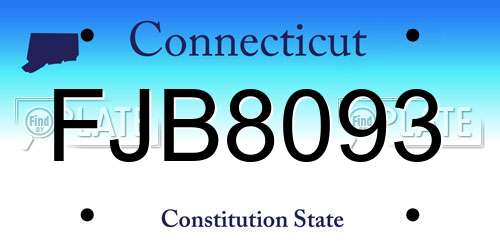FJB8093 Connecticut License Plate