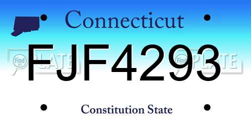 FJF4293 Connecticut License Plate