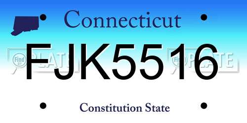 FJK5516 Connecticut License Plate