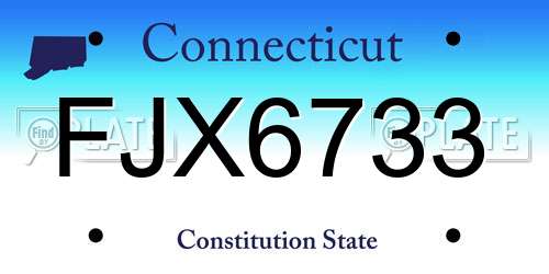 FJX6733 Connecticut License Plate