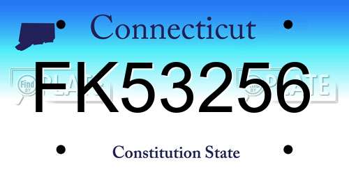 FK53256 Connecticut License Plate