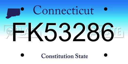 FK53286 Connecticut License Plate