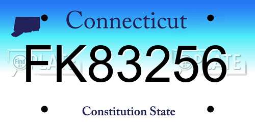 FK83256 Connecticut License Plate