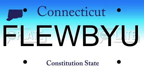 FLEWBYU Connecticut License Plate