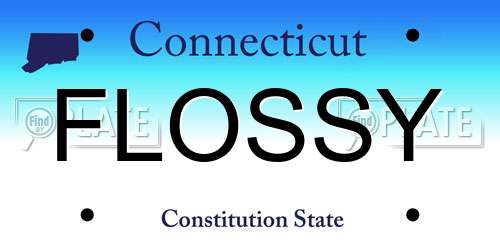 FLOSSY Connecticut License Plate