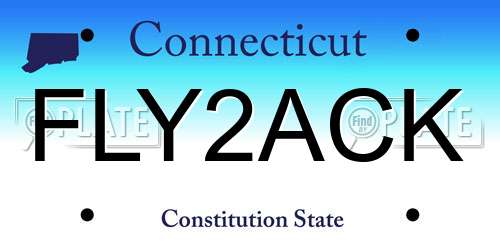 FLY2ACK Connecticut License Plate