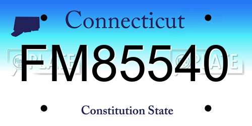FM85540 Connecticut License Plate