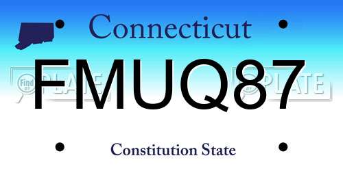 FMUQ87 Connecticut License Plate