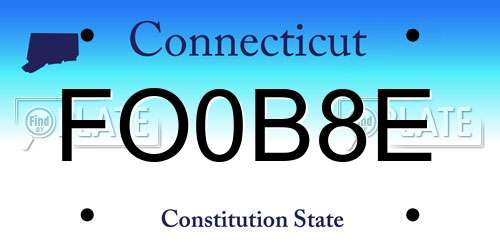 FO0B8E Connecticut License Plate