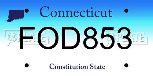 FOD853 Connecticut License Plate