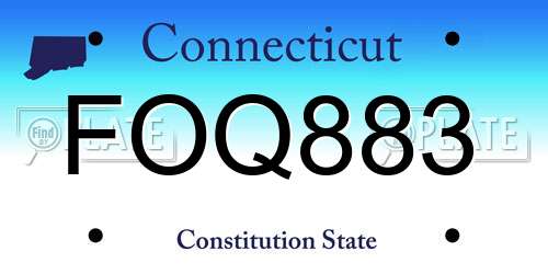 FOQ883 Connecticut License Plate
