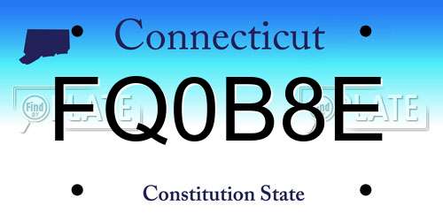 FQ0B8E Connecticut License Plate