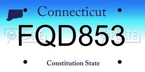 FQD853 Connecticut License Plate