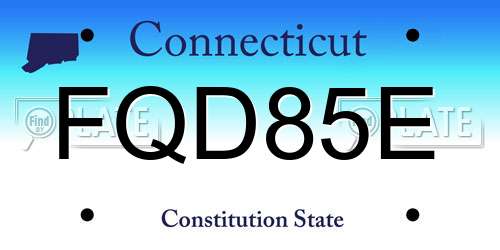 FQD85E Connecticut License Plate