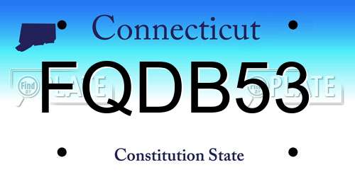 FQDB53 Connecticut License Plate