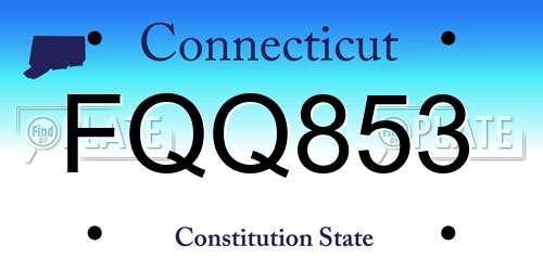 FQQ853 Connecticut License Plate