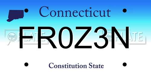 FR0Z3N Connecticut License Plate
