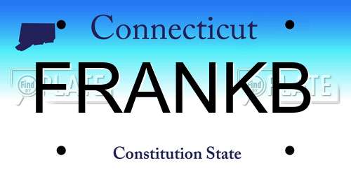 FRANKB Connecticut License Plate