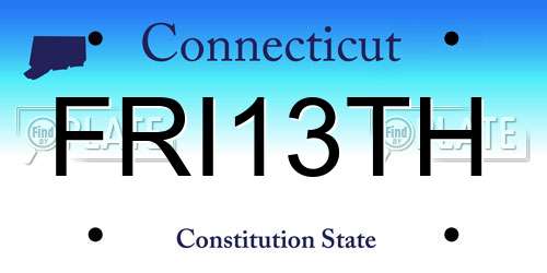 FRI13TH Connecticut License Plate