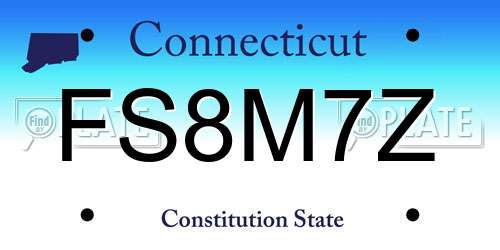 FS8M7Z Connecticut License Plate