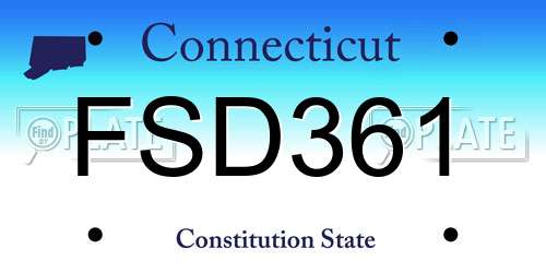 FSD361 Connecticut License Plate