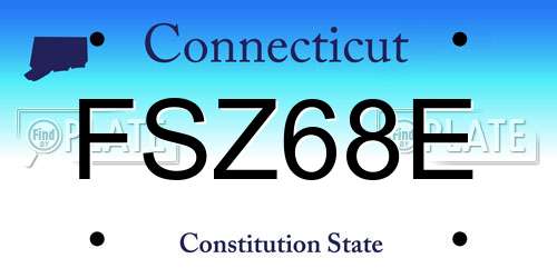 FSZ68E Connecticut License Plate