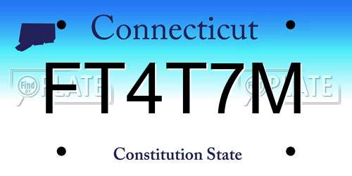 FT4T7M Connecticut License Plate