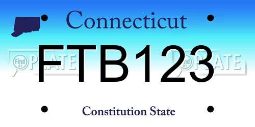 FTB123 Connecticut License Plate