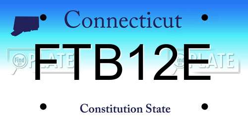 FTB12E Connecticut License Plate
