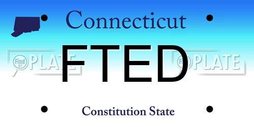 FTED Connecticut License Plate
