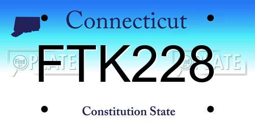 FTK228 Connecticut License Plate