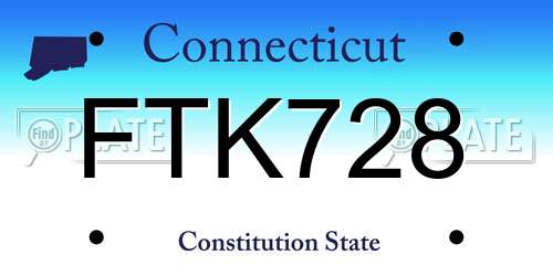 FTK728 Connecticut License Plate