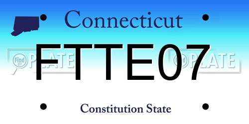 FTTE07 Connecticut License Plate