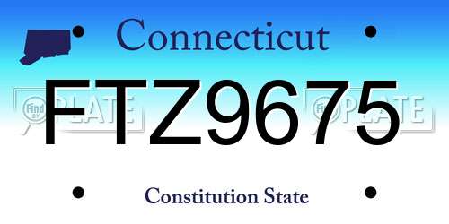FTZ9675 Connecticut License Plate